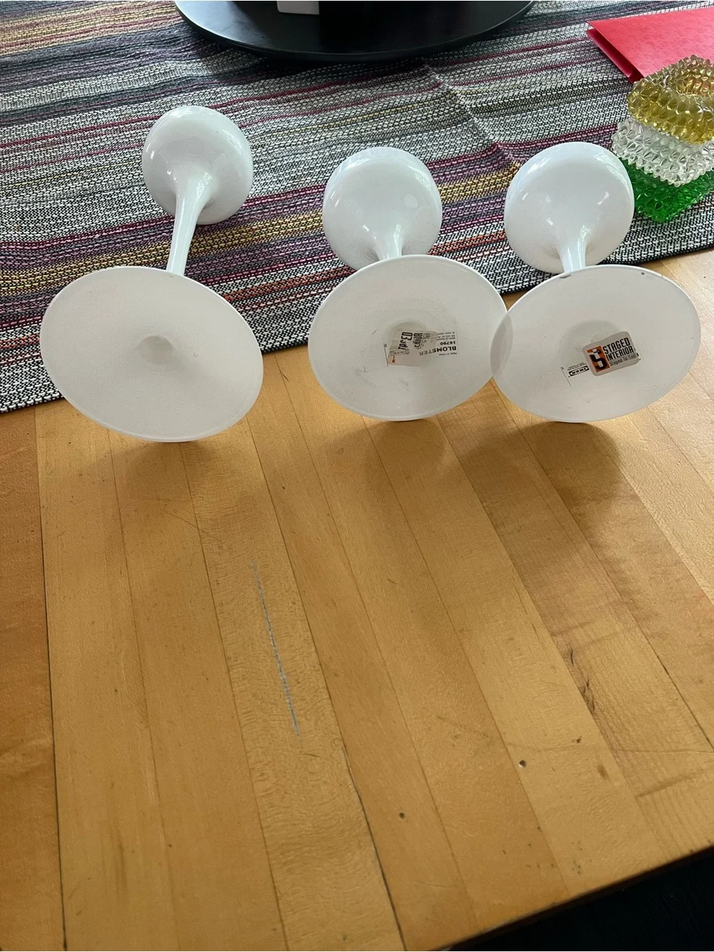 Vintage IKEA White Glass Candle Holders(3) Bloomster Pillar Or Tea Light Retired